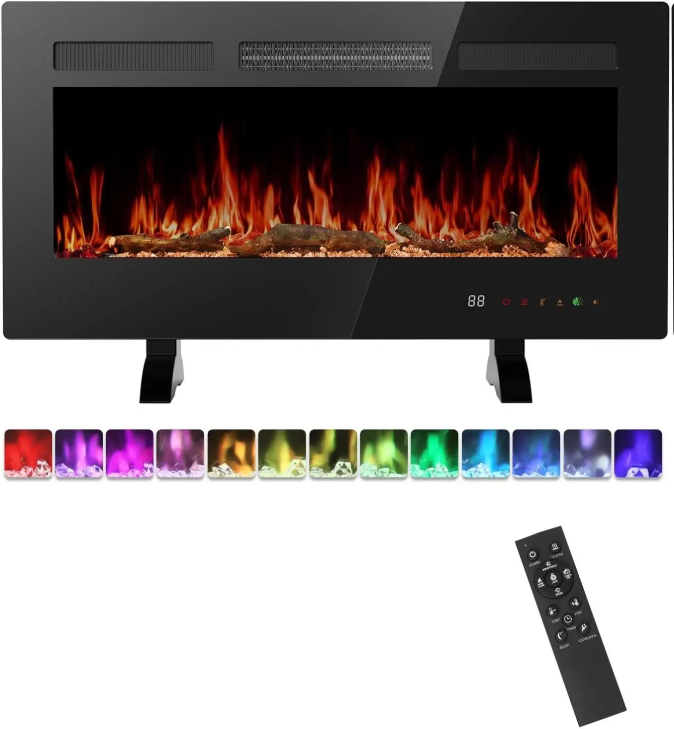 Electric Fireplace Insert, Wall Mounted & Recessed Fireplace,1500W Freestanding Fireplace Heater with Remote & Touch Panel Control, 12H Timer for Indoor use, Adjustable Flame Effect Electric Fireplace Insert, Wall Mounted & Recessed Fireplace,1500W Freestanding Fireplace Heater with Remote & Touch Panel Control, 12H Timer for Indoor use, Adjustable Flame Effect
