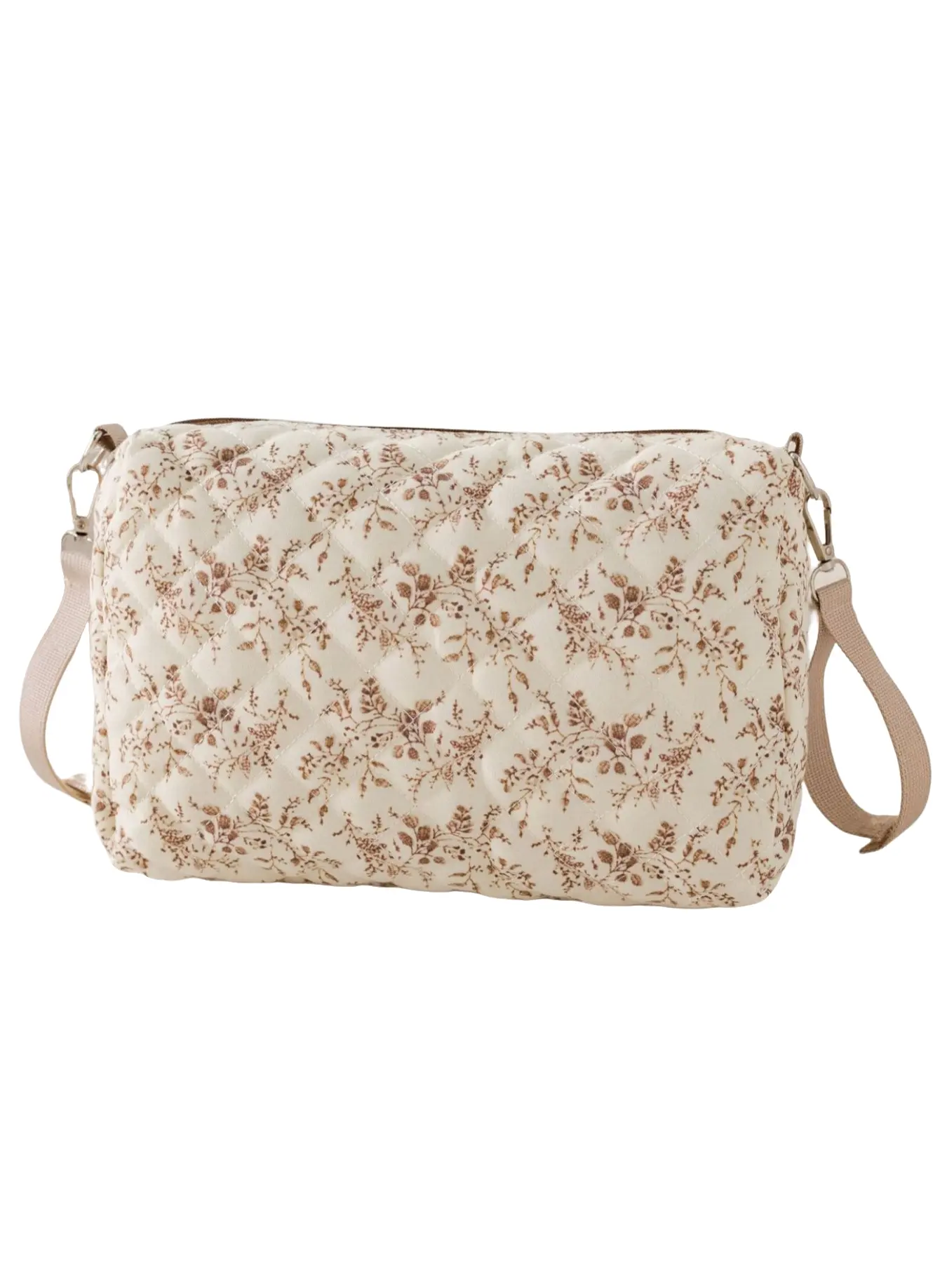 Floral Quilted Stroller Bag, Multi-Functional Baby Stroller Storage Bag, High-Aesthetic Cute Mommy Bag, Large Capacity Maternity Travel Organizer, Stroller Accessories (2 Colors)