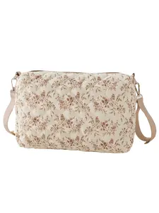 Floral Quilted Stroller Bag, Multi-Functional Baby Stroller Storage Bag, High-Aesthetic Mommy Bag, Large Capacity Maternity Travel Organizer (2 Colors)