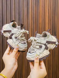 Breathable Mesh Sneakers, Non-Slip Soft Sole Running Shoes, Velcro Closure, Spring & Fall, Ages 2-14, Unisex Design