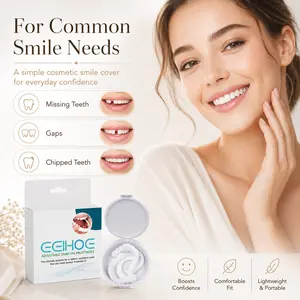 Adjustable Snap-On Veneer Denture Kit - Moldable Temporary Teeth Cover for Missing, Chipped, Gapped Teeth, Instant Smile Makeover, Natural-Looking Whitening Dental Cosmetic Oral Solution BPA Free Whitening Tray Case