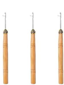 Hair Extensions Beads Tools Kit Extensions Micro Pulling Needle Wood Hair Hook with Tongue Hair Crochet Hook Beauty Tools