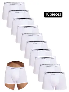 10pieces White Boxer Shorts Men Polyester Underwear Breathable Male Underpants for Men Homme Boxershorts Slips Hight Quality Boxer Briefs Set