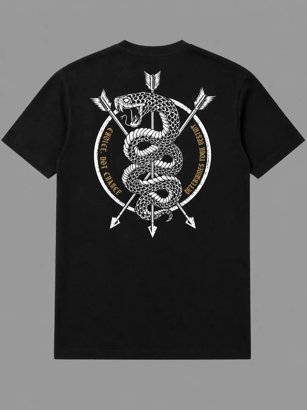 Choice Not Chance Determines Your Destiny Tactical T-Shirt, Coiled Snake and Arrows Graphic Tee, Stoic Warrior Mindset Shirt, Motivational Quote Streetwear, Gift for Veterans, EDC & Tactical Fans