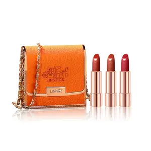 Silky Mist Soft Light Three-Color Lipstick Matte Hydrating Moisturizing Non-Fading Lipstick Set Makeup