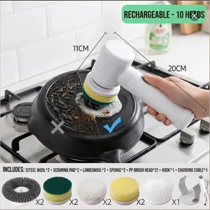 Cordless Electric Spin Scrubber with 10 Brush Heads – Multi-Purpose Cleaning Brush for Kitchen, Bathroom, Tiles & Shoes