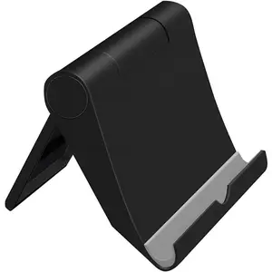 Cell Phone Stand for Desk Foldable Cell Phone Holder Desk Tablet Holder Mobile Phone Dock, Multi-Angle Universal Adjustable Tablet Dock (1pce Black)