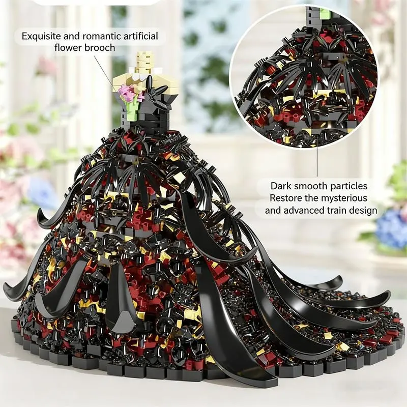 New Elegant Dreamy Style Swan Wedding Dress Building Blocks Set, Creative Home Decor Collectible, Holiday Gift for Girls