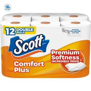 Scott ComfortPlus Toilet Paper, 12 Double Rolls, 231 Sheets per Roll, Septic-Safe, 1-Ply Toilet Tissue
