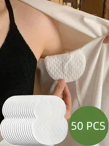 50pcs Disposable Underarm Sweat Pads, Breathable & Comfortable Odorless Unisex Invisible Sweat Absorbing Patches, Super Sticky, One-Time Use, Effectively Absorb Sweat & Neutralize Odor, Boost Your Confidence.