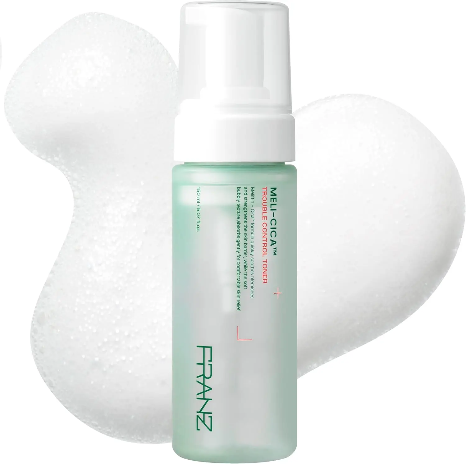 FRANZ Meli-CICA Bubble Toner for Face, Oil-Free Calming Toner, No Cotton Pads, 150ml | Friction-Free Bubble-to-Liquid Foam, Centella Asiatica & Niacinamide, Non-Acid Gentle pH 6.0-6.5, Korean Skincare