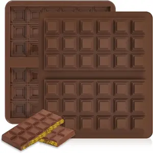 chocolate bar molds silicone moulds，moule chocolat，dubai chocolate bar mold kit to make (Brown, 36 Snap)