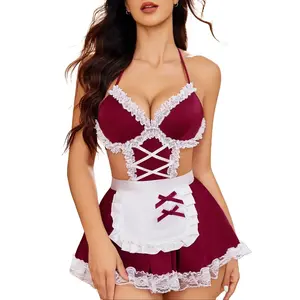 Avidlove Cosplay Lingerie for Women Halloween Costumes Lingerie Set Lace Maid Outfit