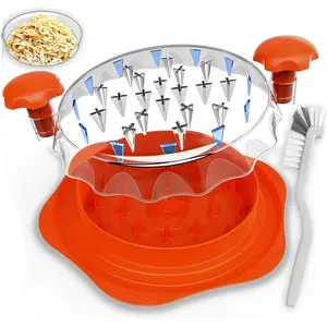 Chicken Shredder Tool Twist Large Orange, 10"  Meat Shredder for Chicken Breast Pork Beef, Manual  Shredder with Brush, Anti-Slip,  Handle,  Shredding for Kitchen & Meal Prep