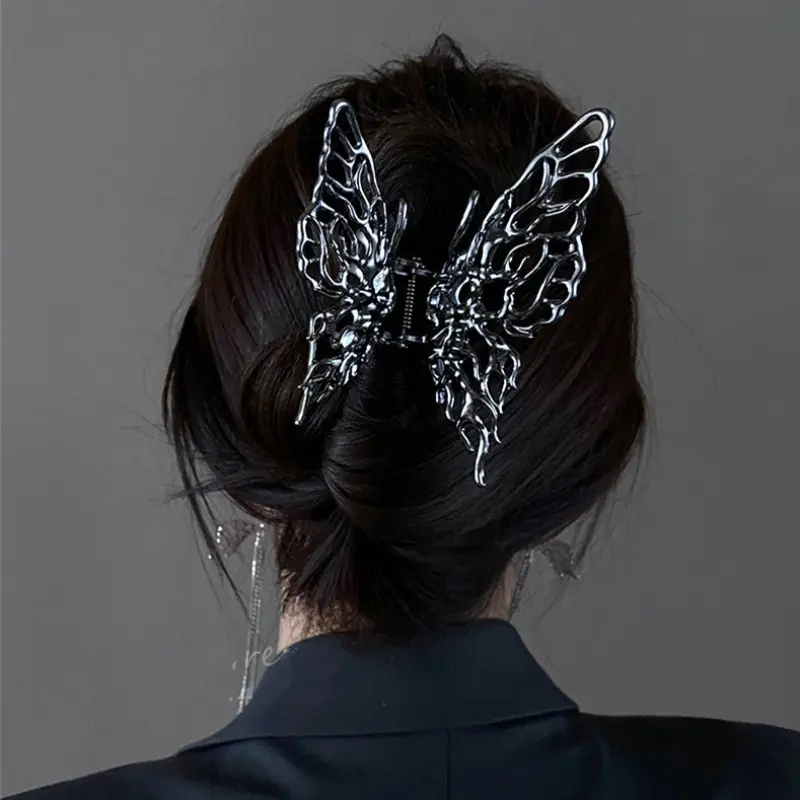 Butterfly Hair Clips Y2K Large Hair Claw Clips For Thick Hair Vintage Geometric Hair Barrettes Hair Accessories For Women Female Flat Claw Clips
