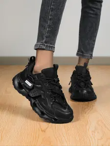Women's Fashionable Lace Up Platform Sneakers, Casual Comfortable Breathable Sports Shoes, Female All-match Round Toe Chunky Sneakers for Daily Life, Athletic Gym Sneakers