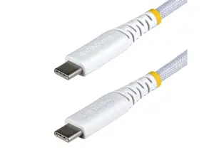 StarTech.com 3ft (91cm) White USB-C Charging Cable, 60W (3A) PD, Dual-Layer Braided Nylon/TPE Jacket, Rugged USB C Charger Cord