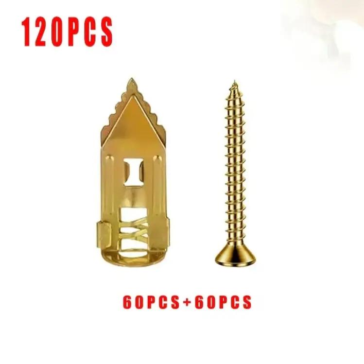 120pcs Count Drywall Self Drilling Anchors andScrews,Easy Application,No Drill or Holes inWall,Heavy-Duty Zinc-Plated Steel Anchors withSelf-Tapping Screws,Hollow Screws and Anchorsfor TV,Bicycle,Cabinet Fixing Accessories.