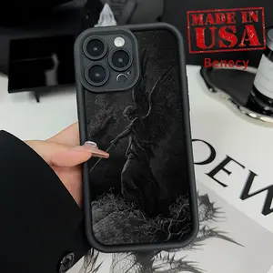 TPU Phone Case for iPhone 15 16 14 Pro Max 13 12 11 XR XS Plus E Fallen Angel Pattern Pocket-Friendly Shockproof Silicone Protective Soft Smartphone Casing