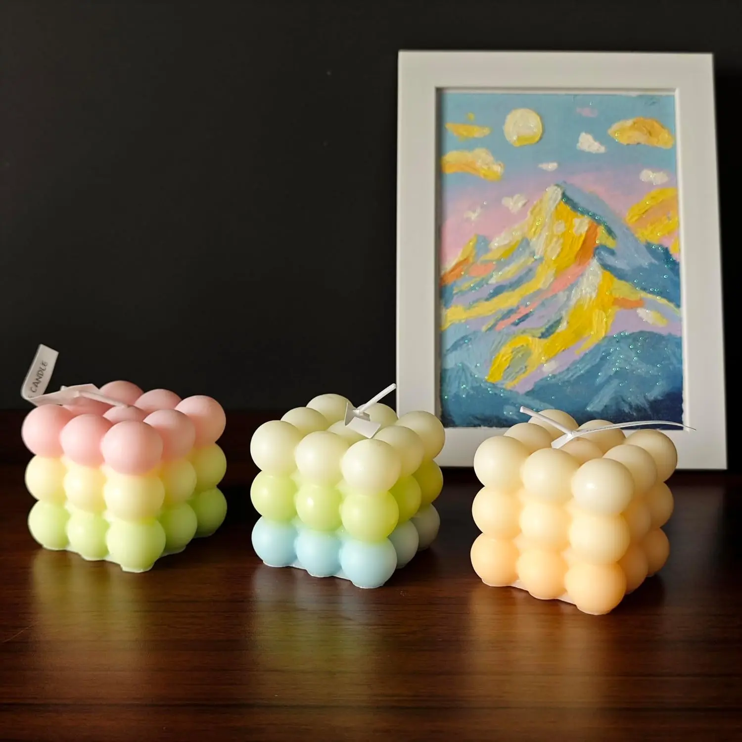 SAIONJI Handmade Cozy Bubble Candle - 2.3"x2.3" Gradual Color Home Decor, Ideal for Teen Girls' Room, TikTok Aesthetic Gift