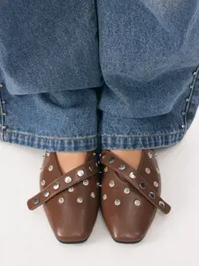 Cider SQUARE TOE STUDDED FLATS