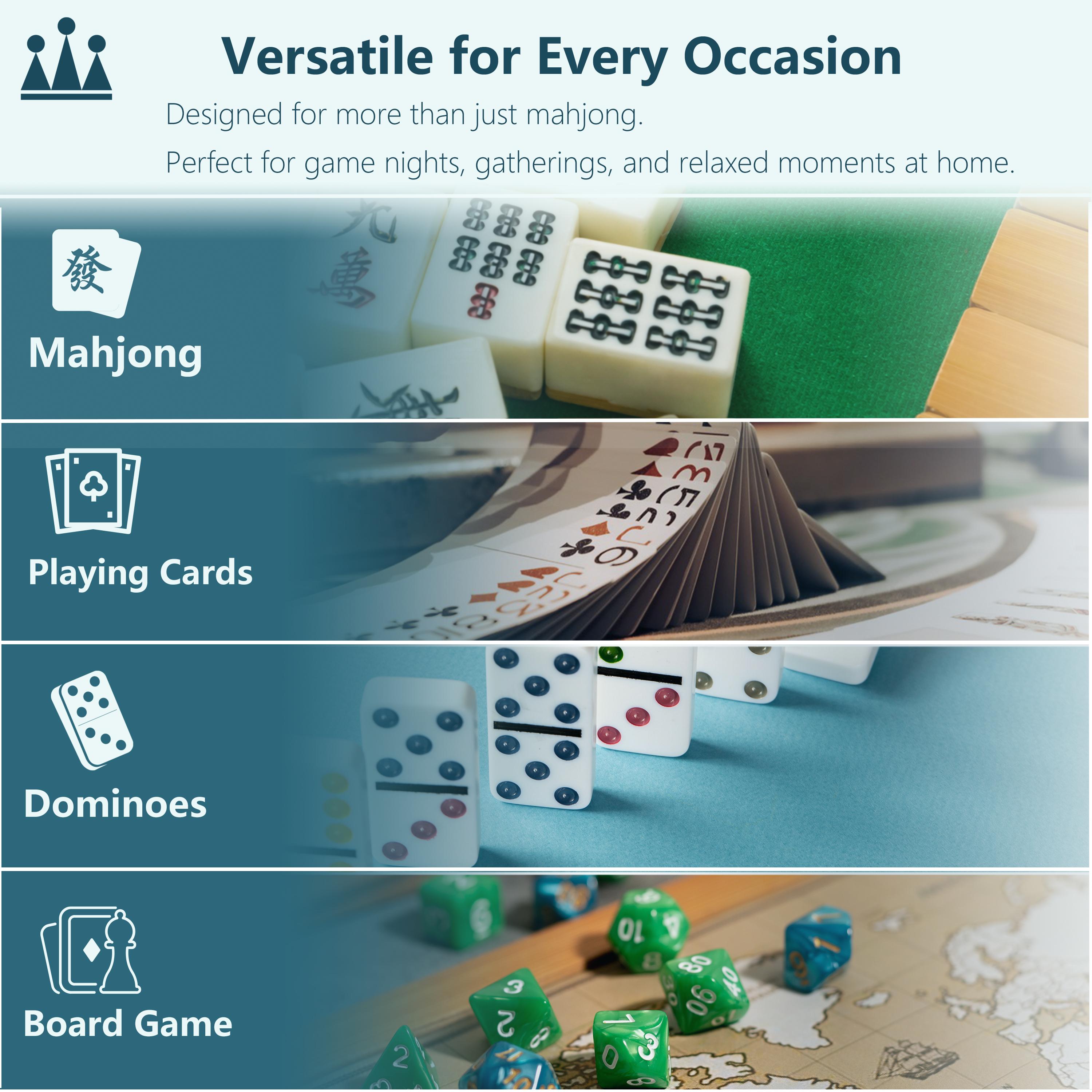 Pink American Mahjong Mat with Rules, 31.5" x 31.5" Non-Slip Noise Reduction Table Cover, Waterproof Gaming Mat for Cards, Poker, Dominoes, with Travel Bag - Hummingbird Peony Design