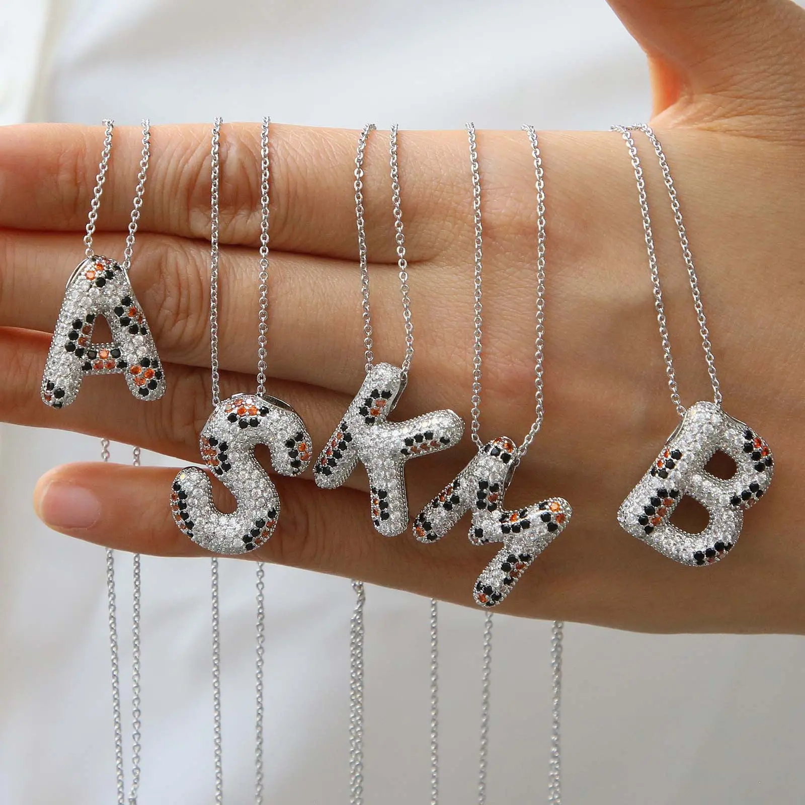 Statement Initial Necklace for Women, Leopard Print Bubble Pendant on a Short Silver Clavicle Chain, Casual Style with A-Z Letter Choice M, J, X, Female, Statement Necklace