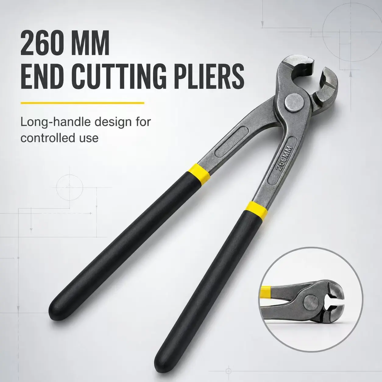 10 Inch End Cutting Pliers, Heavy-Duty Nail Puller and Wire Cutting Tool with Non-Slip Handles for Carpentry, Repairs and DIY Projects