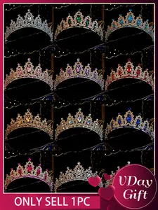Women's Elegant Rhinestone Crown, Exquisite Trendy Bridal Crown, Chic Gorgeous Hair Accessories for Wedding Party Decor, Tiaras