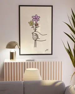 Hand drawn minimalist flowers, 70's retro print, Neutral wall art, Boho poster, Gift for her, Modern home, Aesthetic room decor, Pinterest