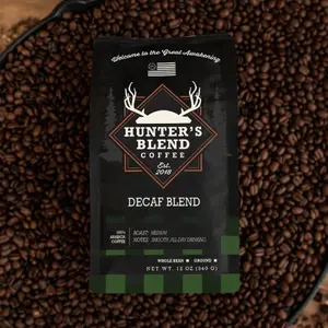 Hunter’s Blend Decaf (Medium Roast) Smooth Rich Flavor | 100% Arabica Coffee | 12oz | Whole Bean or Ground
