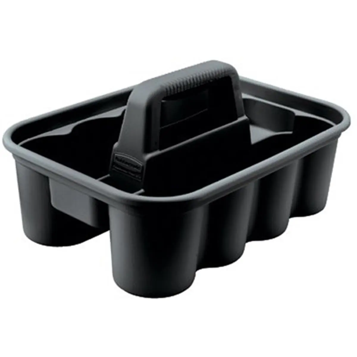 212 MAIN Rubbermaid Commercial Deluxe Carry Caddy - Black Durable Plastic Tool Organizer with 8 Slots, Secure Hold Tool Case & Boxes