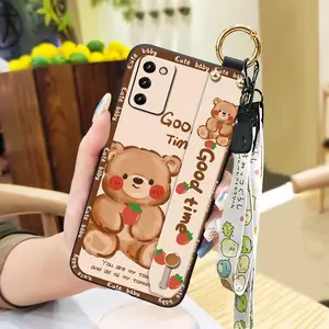Shockproof Wristband Phone Case For Samsung Galaxy A03S Asian Version/SM-A037F Kickstand Lanyard Dirt-resistant ring Fashion Design Anti-dust Wrist Strap Anti-knock Cute Durable