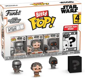 Funko Bitty POP! Mandalorian 4 Pack - The Mandalorian, Bitty POP! Kuiil, Bitty POP! Offworld Jawa, and a Mystery Bitty POP! Figure and A Surprise Mystery Mini Figure - 0.9 Inch (2.2 Cm)