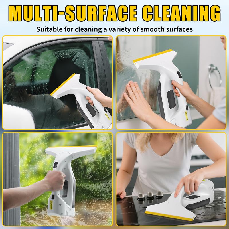 Cordless Window Vacuum Cleaner, Window Cleaner Squeegee Tool Set, Electric Windown Spray Cleaning Tool with 11 inch Squeegee Blade, 2000mAh Battery – Perfect for Showers, Mirrors, Glass, Countertops & Tiles