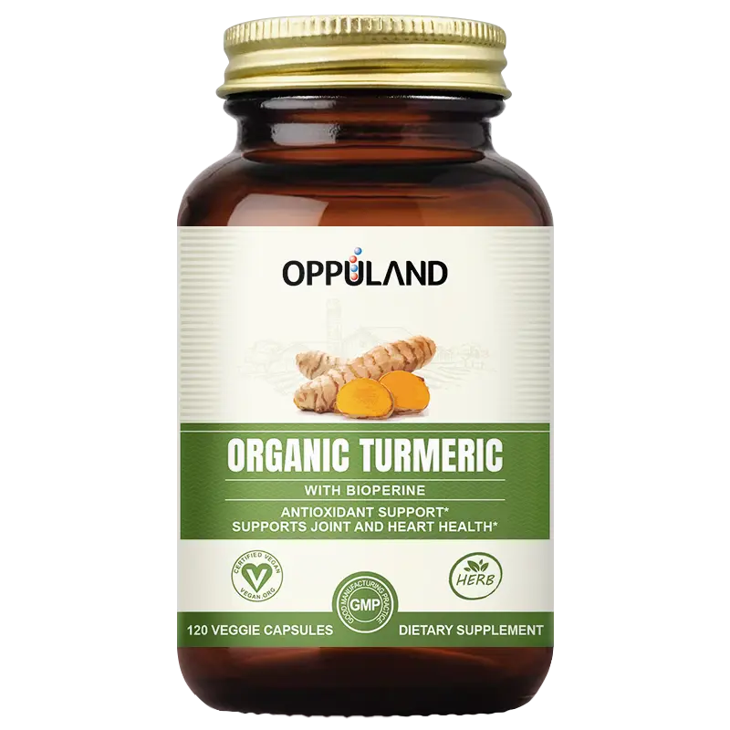 OPPULAND Organic Turmeric Capsules - Pure Curcuminoids & BioPerine Black Pepper for Joint Support,  Extract Inflammation Relief & Antioxidant Benefits