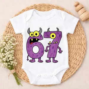 Baby Bodysuit Romper Purple Monster Numbers Six Seven toddler boy clothes Newborn Gift Easy Match Hospital Outfit Soft Unisex Romper Gift Set for Coming Home, Birthday & Baby Shower 0-24M