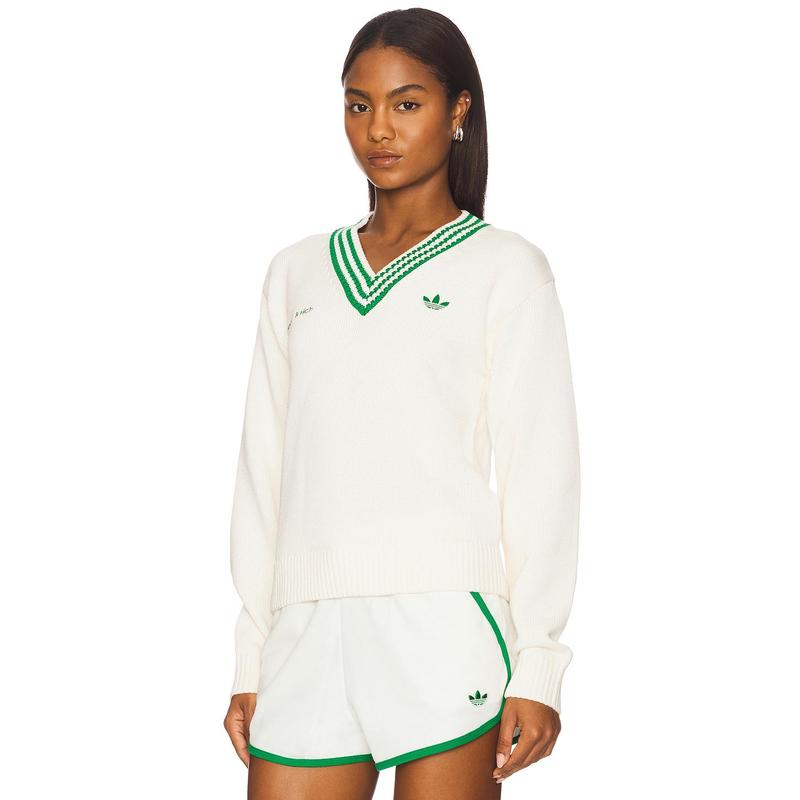 adidas Originals x Sporty & Rich Sweater in Off White & Green