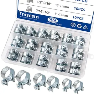 32Pcs 1/4" 5/16" 3/8" Injection Line Hose Clamps Clip Pipe Clamp Assortment Kit, Hoses Clamps Sleeving, for Diesel,Petrol Pipe
