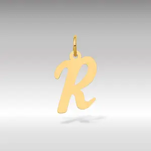 14K Gold Script Letter "R" Medium Initial Pendant - Model YC660R