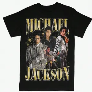 MICHAELS JACKSONS KING OF POP RIP RAP STYLE T SHIRT BLACK CREW S 5XL
