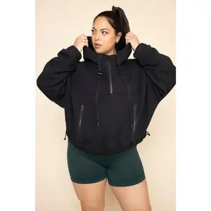 Half Zip Warm Up Hoodie - Black