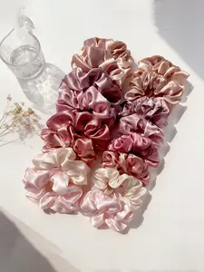 16 Pcs Satin Scrunchies for Women, Ultra-Soft Elastic Hair Ties, Solid Color Hair Bands for Ponytails, Buns, Everyday Use