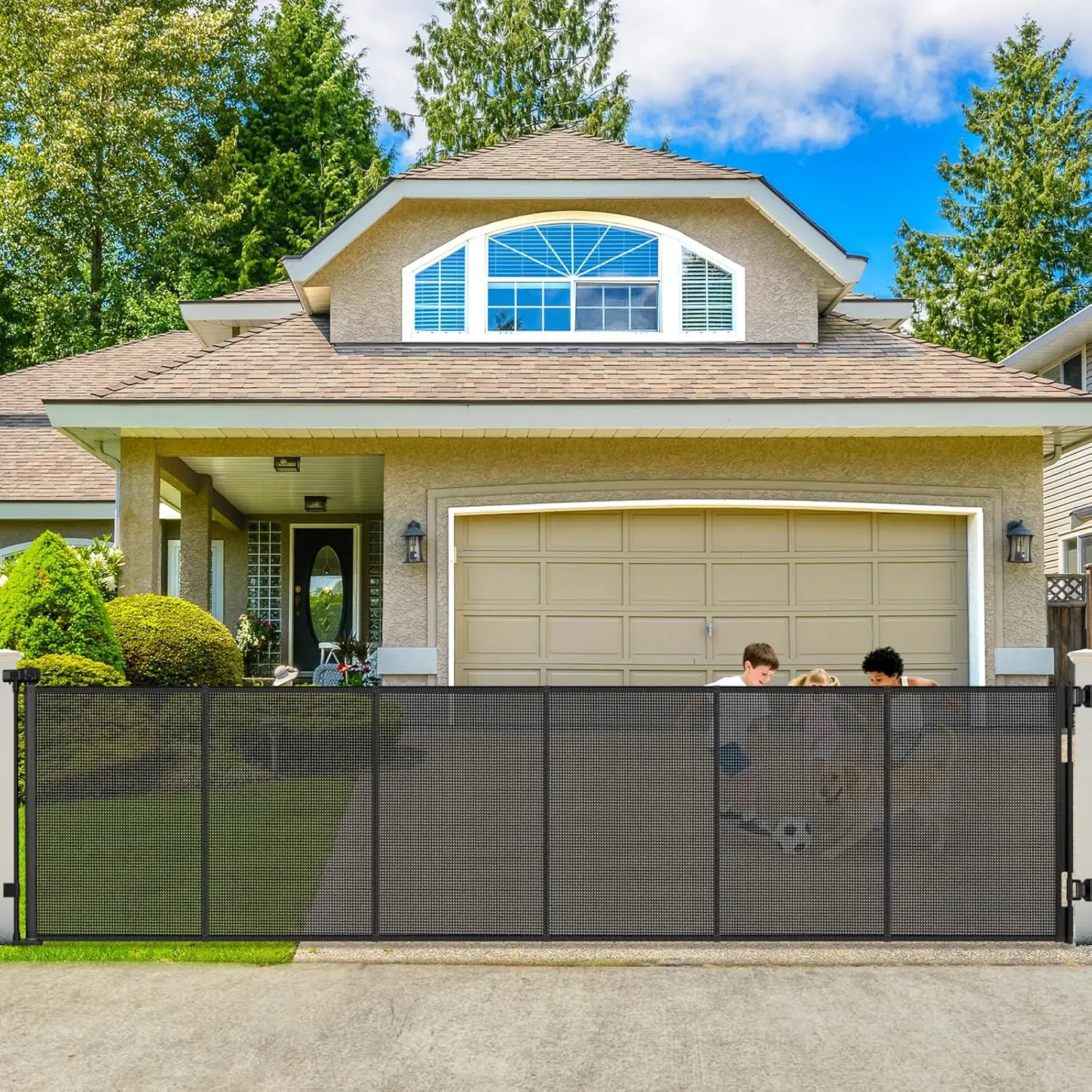 250" Reinforced Extra Wide Baby Gate Retractable Dog Gate, 21ft Extra Long Baby Gate Retractable Gates for Dogs, 48" Extra Tall Pet Gate Retractable Fence Outdoor Gate for Deck/Garage/Patio, Black