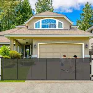 Reinforced Extra Wide Extra Tall Retractable Baby Dog Gate, Extra Long Outdoor Pet Fence for Deck Garage Patio, Black