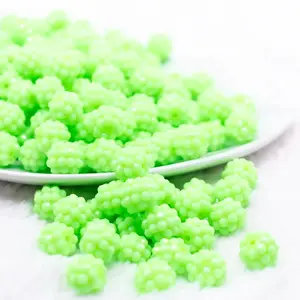 12mm Lime Green on Lime Green Rhinestone Bubblegum Beads