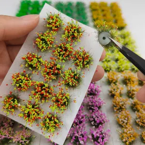 Mini Multicolor Realistic Model Artificial Mixed Flower Cluster, 15 Pieces Set, Perfect for Enchanted Garden and Military Sandbox, Ideal DIY Decoration