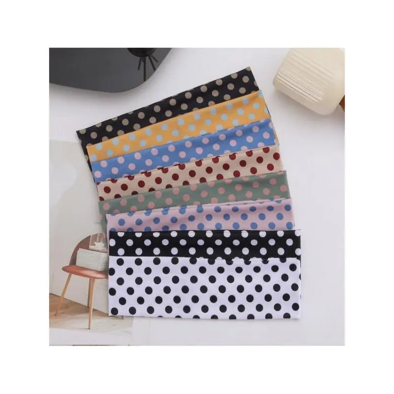 Women's Polka Dot Workout Headbands, 4-Pack Athleisure Polyester Sweatbands, Lightweight Elastic Band for Sports & Daily Wear, Minimalist, Headbands For Women, Universal, Adults, Wearable Sports Headbands