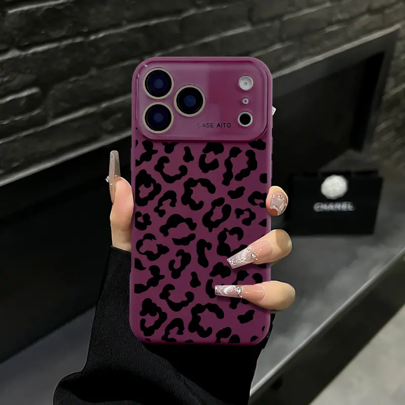 Wine Red Leopard Print Phone Case - Shockproof Drop-Resistant Protective Cover, Phone Accessories for iPhone 18Pro Max, 17 Air, 16 Pro Max, 15, 14 Plus, 13, 12