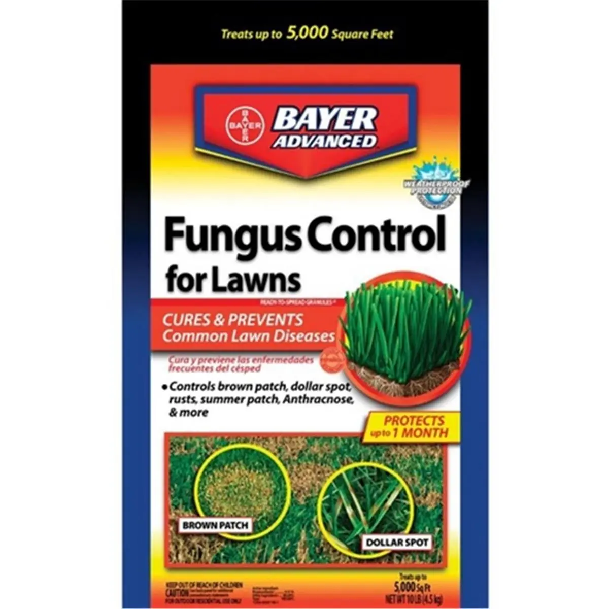 Bayer Advanced Lawn Fungus Control Granules, 10-lb Bag - Long-Lasting Home & Garden Solution, Cures Lawn Diseases, Rusts, Summer Patch (Sq Ft Coverage), Square Feet